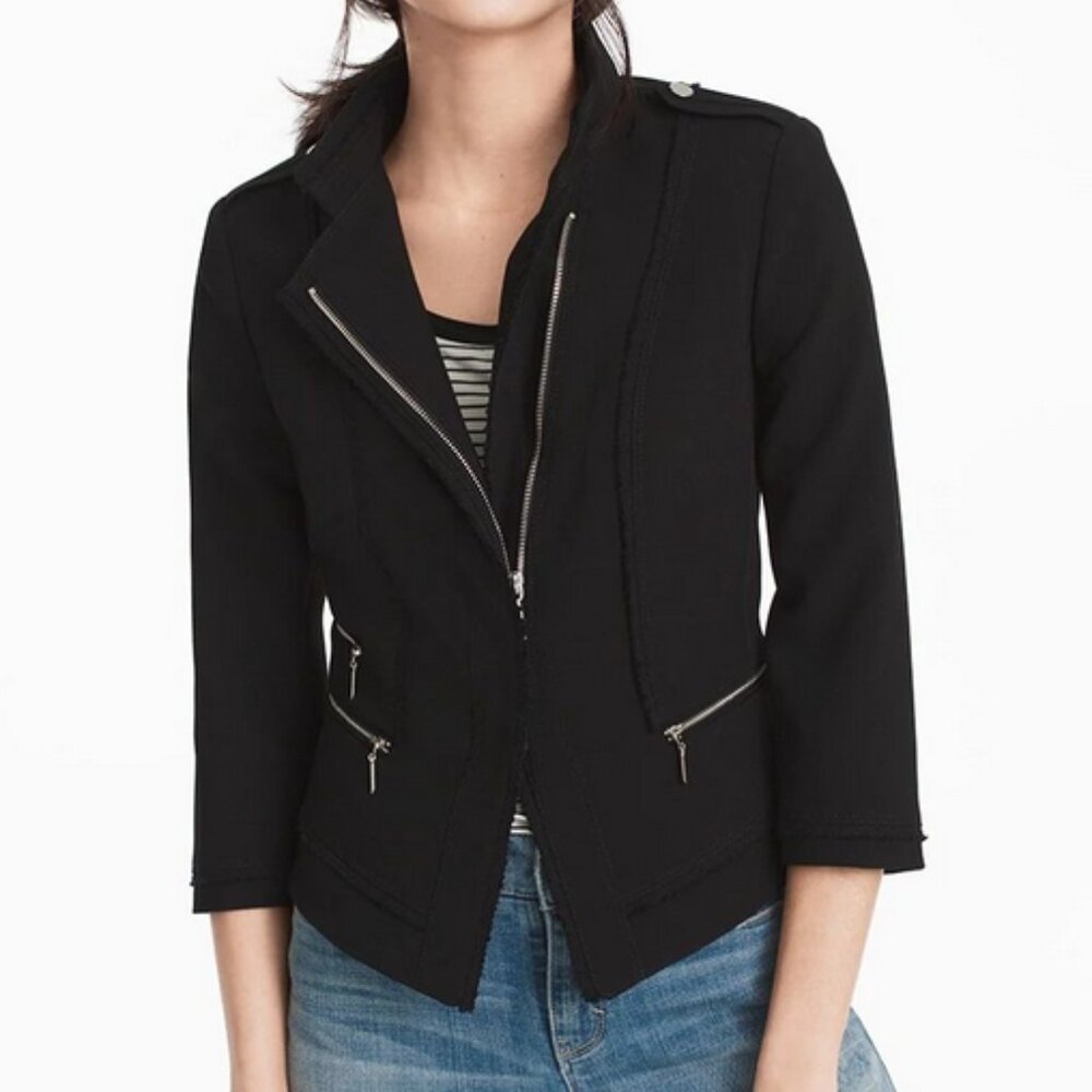 White House Black Market Womens Asymmetrical Zip-Front Bracelet Sleeve Moto Jack